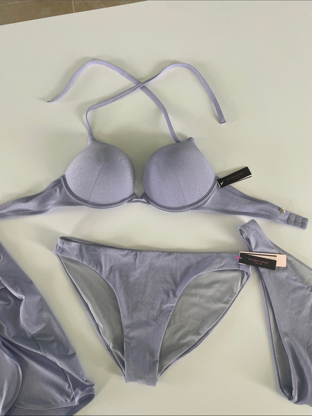 NWT Victoria's Secret Bombshell…Lavender 3-Piece Bikini Set with Sarong - Picture 5 of 9